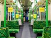 An empty tram in Melbourne, Australia. 