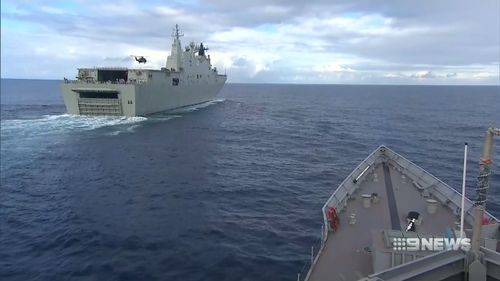 The ships show Australia's resolve to maintain its presence in the region. Picture: 9NEWS