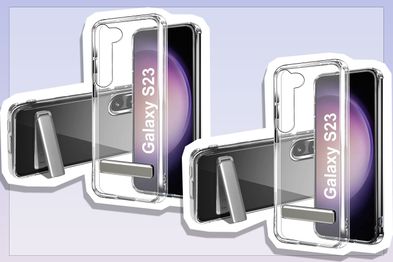 9PR: T Tersely Clear Stand Case Cover for Samsung Galaxy S23, with Metal Kickstand