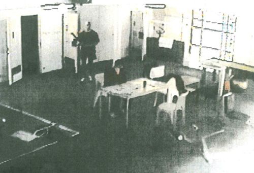 A CCTV image of the prison moments before Williams was killed by Mathew Johnson. (AAP)