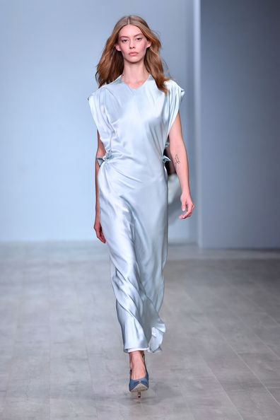 Model Georgia Fowler walks the catwalk for L'Oreal at Paris Fashion Week