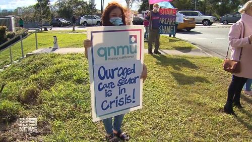 Aged care nurses have rallied in Brisbane to fight for better pay and conditions.