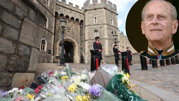 WINDSOR, ENGLAND - APRIL 09: Floral tributes are seen outside of Windsor Castle on April 09, 2021 in Windsor, United Kingdom. The Queen has announced the death of her beloved husband, His Royal Highness Prince Philip, Duke of Edinburgh. HRH passed away peacefully this morning at Windsor Castle. (Photo by Chris Jackson/Getty Images)