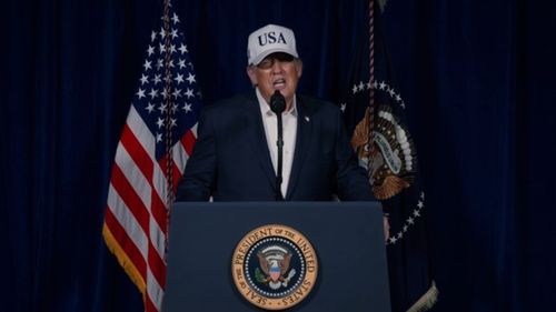 Donald Trump announces the United States' attack on Iran.