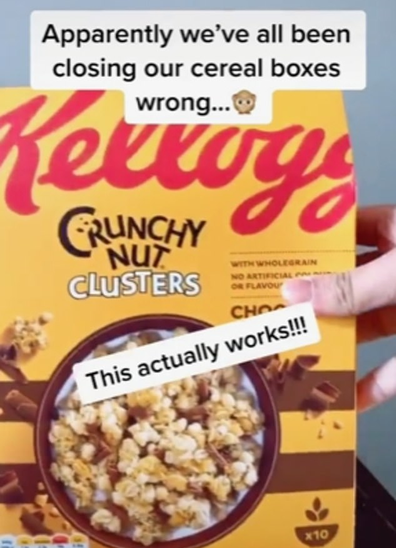 Cereal box sealing trick