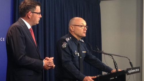 Victorian Premier Daniel Andrews and former Victoria Police Chief Commissioner Ken Lay. (Twitter, Victoria Police)
