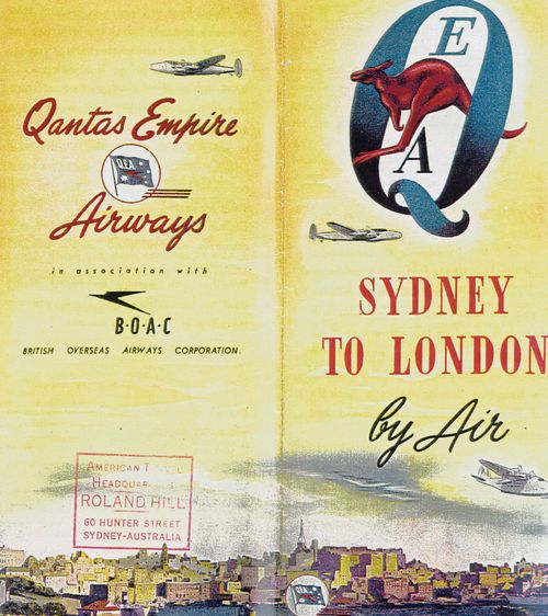 The Sydney to London route used to be for the ultra-rich, and was advertised in this historic leaflet.