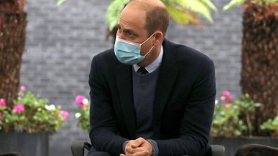 Prince William, Duke of Cambridge speaks to staff and patients to mark the construction of the groundbreaking Oak cancer centre at Royal Marsden Hospital on October 21, 2020 in Sutton, Greater London.