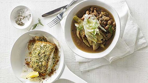 Aaron Carr's snapper with pinto beans and fennel