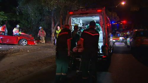 The driver was uninjured and his male passenger was taken to hospital with head and leg injuries. (9NEWS)