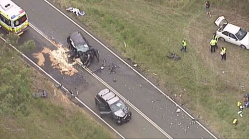 Man dead and four women injured in three-vehicle crash south-west of Brisbane 