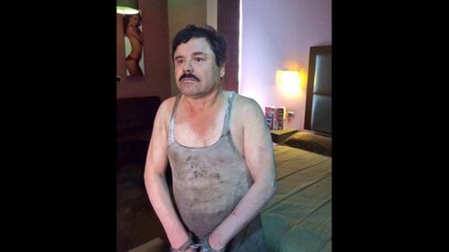 This image provided by the Mexican government shows Joaquin "El Chapo" Guzman after his capture in January 2016.