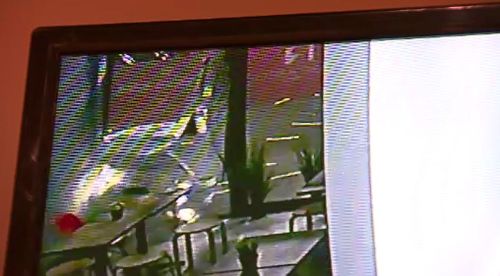 CCTV captured the moment the ute crashes into the shop.