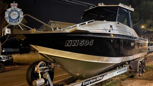 The boat seized in Darwin suspected to be an 'instrument of crime'.