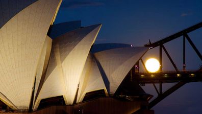 Sydney Opera House full moon