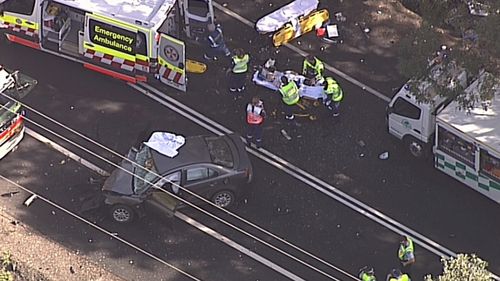 One man was killed and three others trapped in two cars involved in a crash on the NSW Central Coast. Picture; 9NEWS.