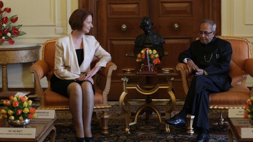 Julia Gillard and Pranab Mukherjee