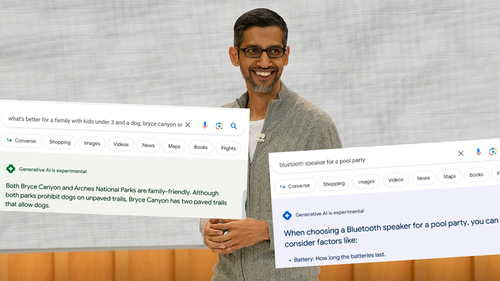 Sundar Pichai announcing the introduction of AI models to the Google Search Engine.