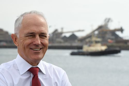 Mr Turnbull spoke to reporters after touring the BlueScope steel plant at Port Kembla. (AAP)