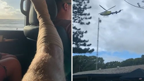 The family gives Ben first aid and then waits while the helicopter tries to find a place to land.