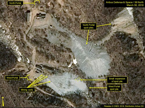 The Punggye-ri nuclear test site in North Korea is set to be exploded in front of a mass of foreign journalists. Picture: AP.