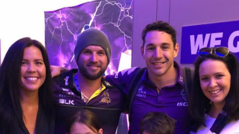 Billy Slater&#x27;s brother in law Ryan Craig (second from left) died in a water accident.