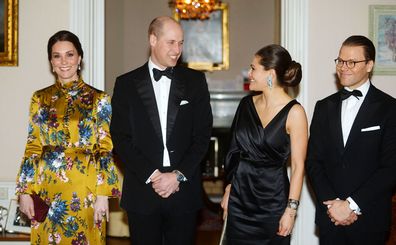L-R: Kate, Duchess of Cambridge; Prince William, Duke of Cambridge; Crown Princess Victoria of Sweden and Prince Daniel