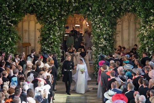 More than 100,000 people flocked to Windsor Castle for the wedding. (AAP)