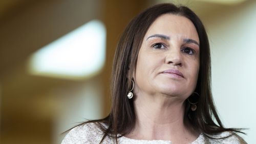 Senator Jacqui Lambie during a press conference 