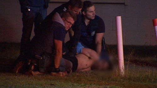 Police ultimately caught up with the young driver and pinned him to the ground until he was arrested. Picture: 9NEWS.
