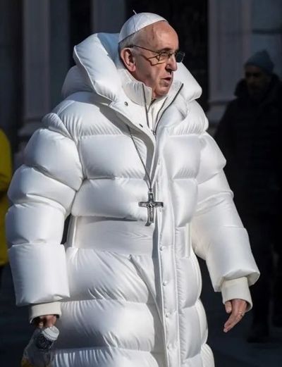 AI Pope Francis in Trendy Puffer