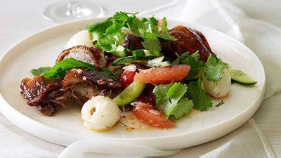 Roast duck salad with pomelo and lychee