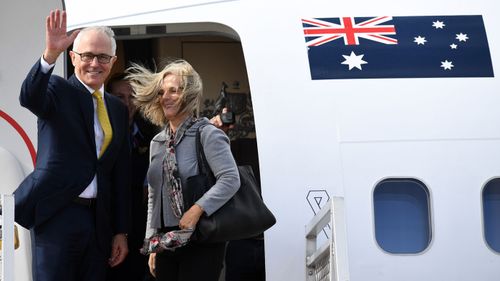 Malcolm Turnbull and wife Lucy prepare to fly to the US to meet Trump.