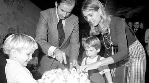 Beau and Hunter Biden celebrating Joe's birthday with his first wife Nelia.