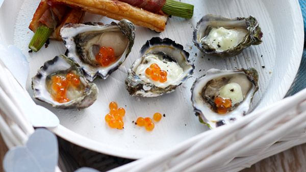 Oysters with wasabi tartare