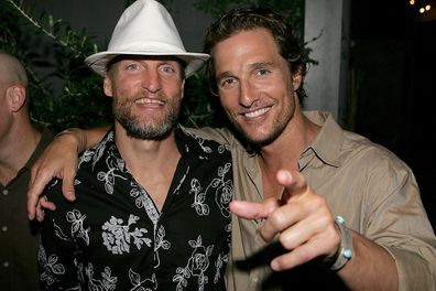 Matthew McConaughey and Woody Harrelson at the after party for the world premiere of Anchor Bay's Surfer, Dude which benefitted the Austin Film Society at the Paramount theater on September 3, 2008 in Austin, Texas 