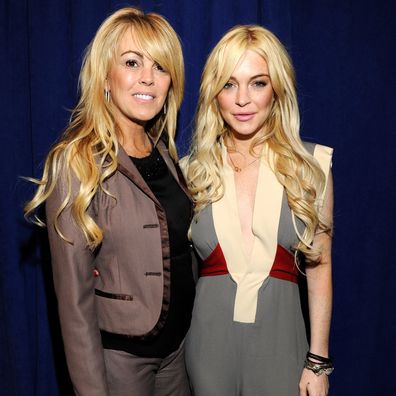  Dina Lohan and Lindsay Lohan attend the Gotti: Three Generations press conference at Sheraton New York Hotel & Towers, Central Park West Room on April 12, 2011 in New York City.