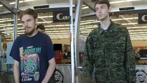 CCTV captures Bryer Schmegelsky (right) and Kam McLeod as they walks out of a store in Canada during a massive three-week manhunt.