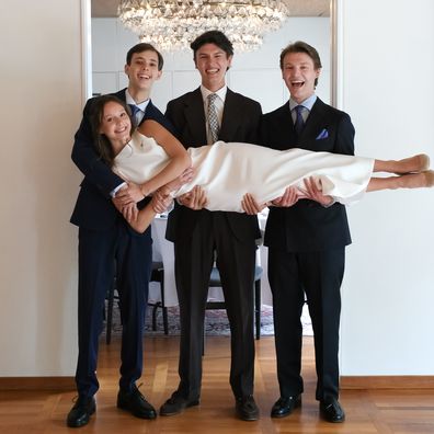 (L-R): Count Henrik, Count Nikolai and Count Felix with their sister Countess Athena at her confirmation in Washington DC on May 2, 2026.