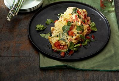 Tomato and coriander omelette