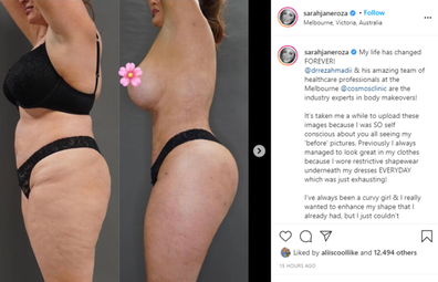 Sarah Roza shared her body transformation results on her Instagram account.