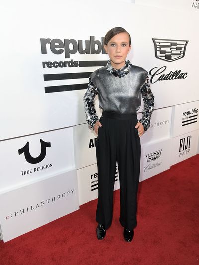 Millie Bobby Brown in Christopher Kane&nbsp;at the&nbsp;VMA after party hosted by Republic Records