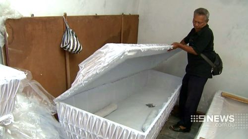 Coffins, undertaker ready for executions of Bali Nine duo