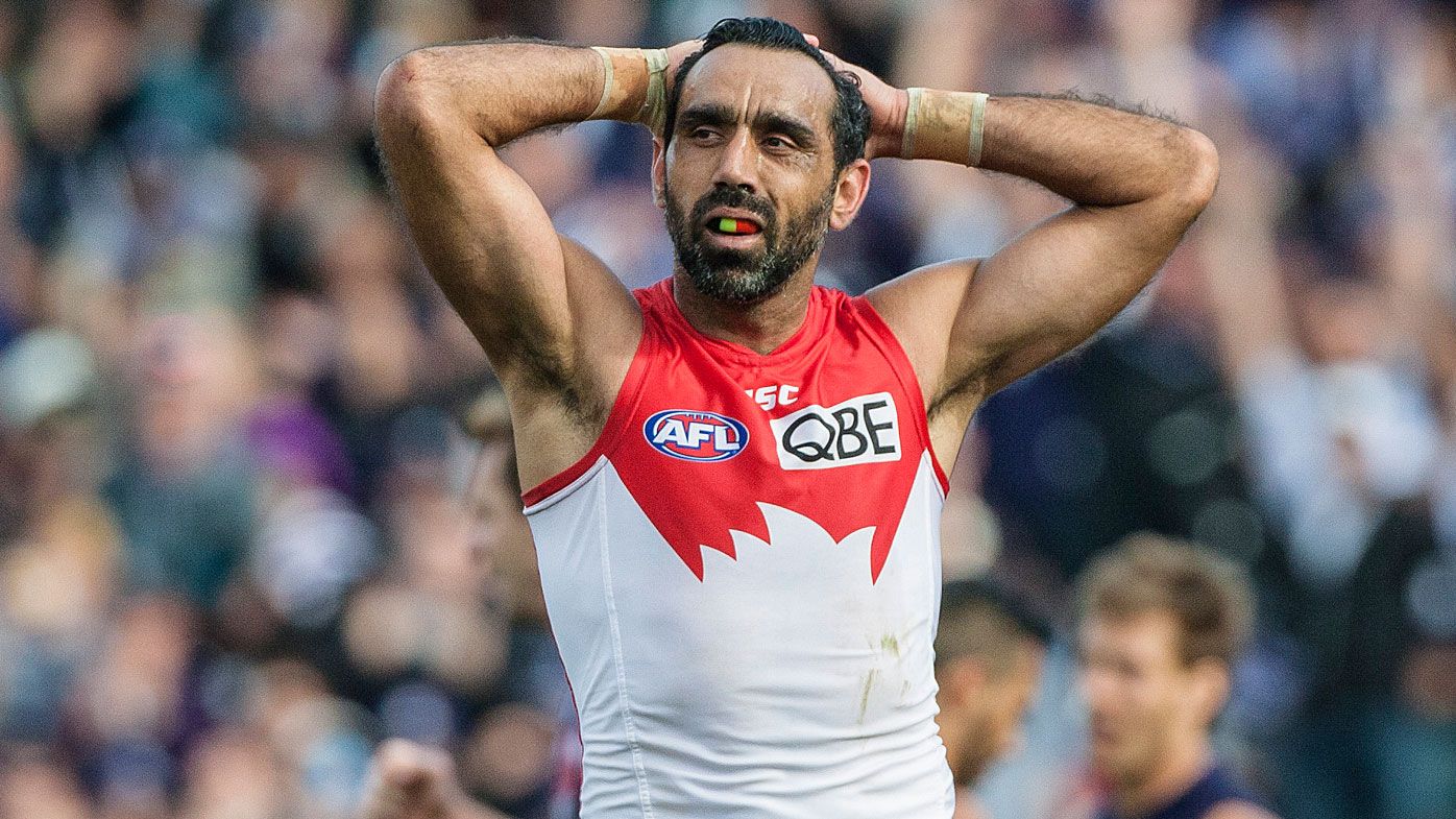 Adam Goodes won two AFL Premierships with the Sydney Swans