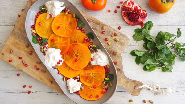 Persimmon burrata salad