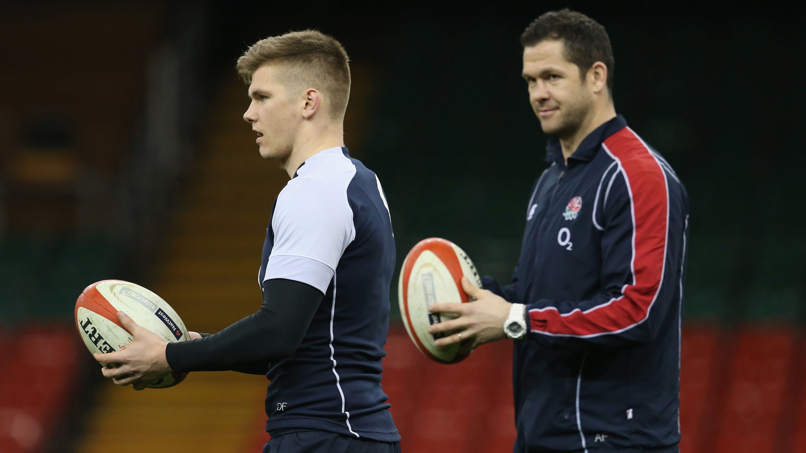 Owen and Andy Farrell during an England captain&#x27;s run in 2013.