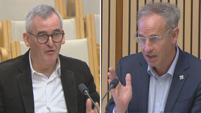 Brad Banducci outgoing Woolworths boss cops grilling from Senate Inquiry Chair Nick McKim (L-R)