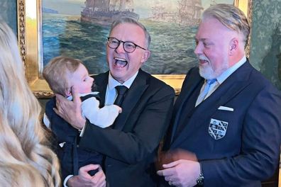 Anthony Albanese and Kyle Sandilands with Otto Sandilands