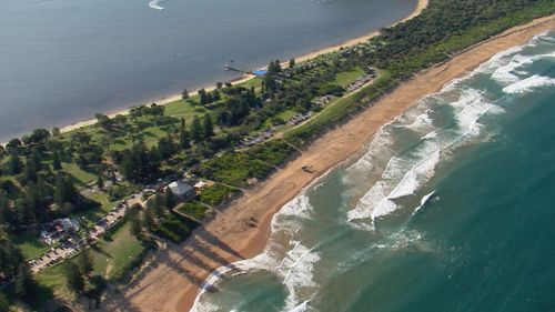 An aerial shot of the surf at North Palm Beach today