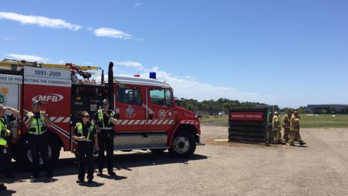 Emergency services remain on scene at Moorabbin Airport. (Twitter via MFBChief)